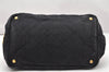 Authentic PRADA Canapa M Cotton 2Way Shoulder Hand Bag Black 4989K