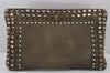 Authentic PRADA Canapa Canvas Leather Bijou Clutch Bag Purse BP521O Green 4990K