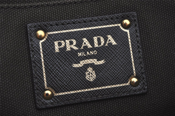 Authentic PRADA Canapa Canvas Leather Bijou Clutch Bag Purse BP521O Green 4990K