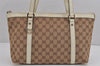 Authentic GUCCI Abbey Shoulder Tote Bag GG Canvas Leather 141470 Brown 4991J