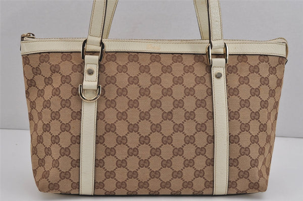 Authentic GUCCI Abbey Shoulder Tote Bag GG Canvas Leather 141470 Brown 4991J