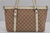 Authentic GUCCI Abbey Shoulder Tote Bag GG Canvas Leather 141470 Brown 4991J