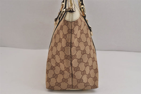 Authentic GUCCI Abbey Shoulder Tote Bag GG Canvas Leather 141470 Brown 4991J