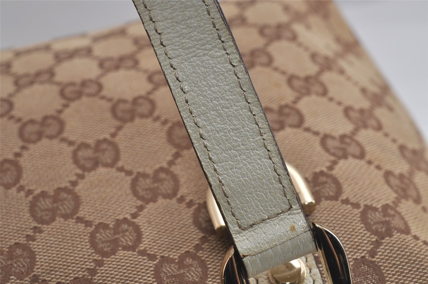 Authentic GUCCI Abbey Shoulder Tote Bag GG Canvas Leather 141470 Brown 4991J