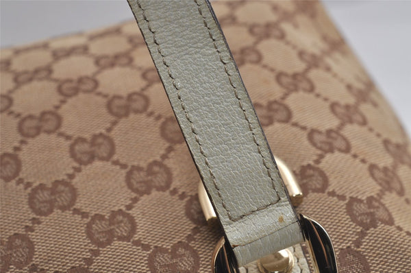 Authentic GUCCI Abbey Shoulder Tote Bag GG Canvas Leather 141470 Brown 4991J