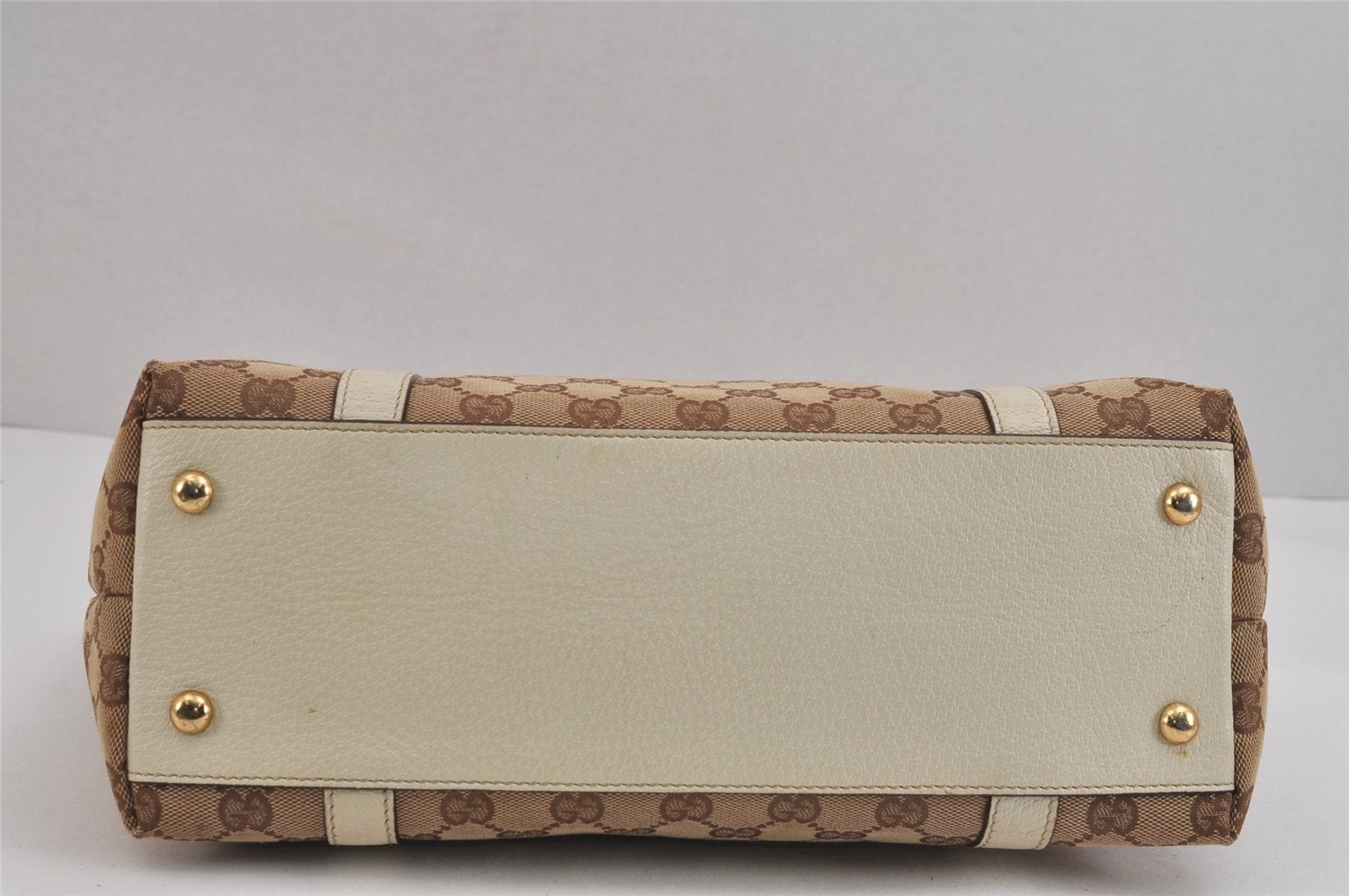 Authentic GUCCI Abbey Shoulder Tote Bag GG Canvas Leather 141470 Brown 4991J