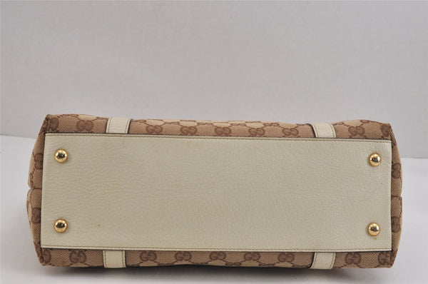 Authentic GUCCI Abbey Shoulder Tote Bag GG Canvas Leather 141470 Brown 4991J