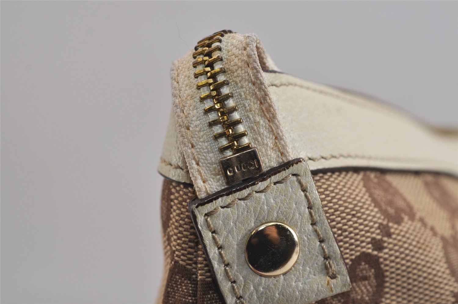 Authentic GUCCI Abbey Shoulder Tote Bag GG Canvas Leather 141470 Brown 4991J