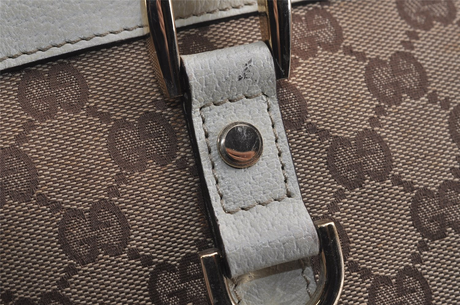 Authentic GUCCI Abbey Shoulder Tote Bag GG Canvas Leather 141470 Brown 4991J