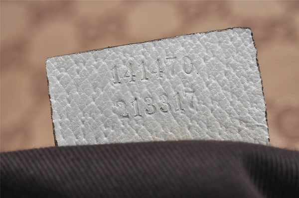 Authentic GUCCI Abbey Shoulder Tote Bag GG Canvas Leather 141470 Brown 4991J