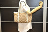 Authentic GUCCI Abbey Shoulder Tote Bag GG Canvas Leather 141470 Brown 4991J