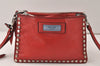 Authentic PRADA GLACE'CALF Leather Shoulder Cross Body Bag 1BH077 Red 4991K