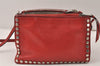 Authentic PRADA GLACE'CALF Leather Shoulder Cross Body Bag 1BH077 Red 4991K