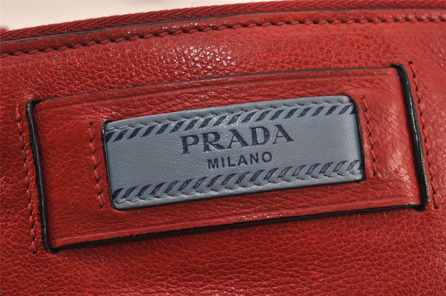 Authentic PRADA GLACE'CALF Leather Shoulder Cross Body Bag 1BH077 Red 4991K