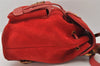 Authentic GUCCI Bamboo Backpack Purse Suede Leather Red 4992K
