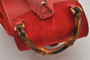 Authentic GUCCI Bamboo Backpack Purse Suede Leather Red 4992K