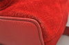 Authentic GUCCI Bamboo Backpack Purse Suede Leather Red 4992K