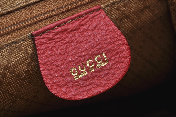 Authentic GUCCI Bamboo Backpack Purse Suede Leather Red 4992K
