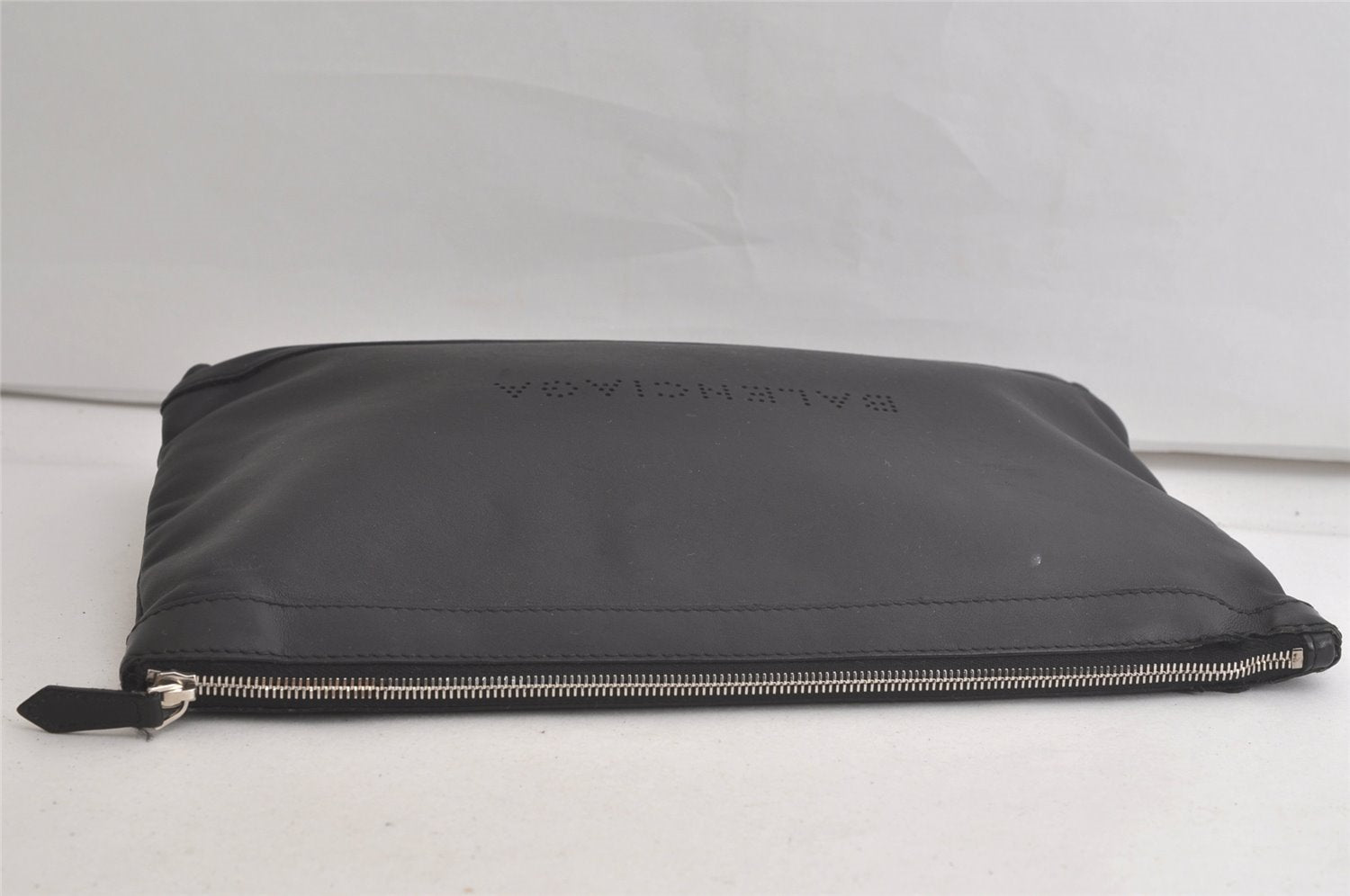 Authentic BALENCIAGA Navy Clip L Clutch Bag Calf Skin 373840 Black 4993K