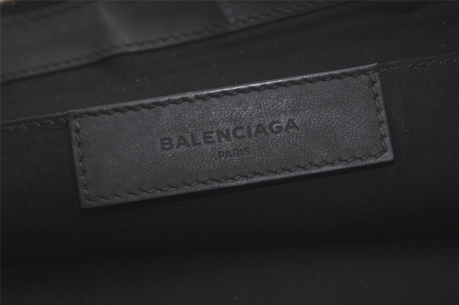 Authentic BALENCIAGA Navy Clip L Clutch Bag Calf Skin 373840 Black 4993K