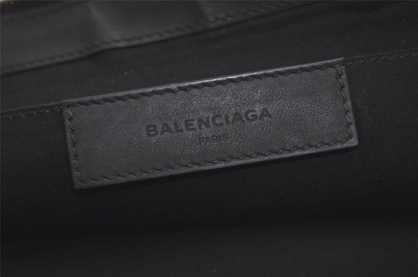 Authentic BALENCIAGA Navy Clip L Clutch Bag Calf Skin 373840 Black 4993K