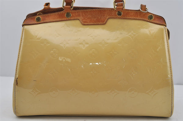 Authentic Louis Vuitton Vernis Brea MM 2Way Hand Bag Yellow M90108 LV 4995J