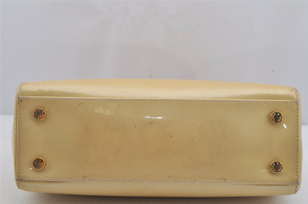 Authentic Louis Vuitton Vernis Brea MM 2Way Hand Bag Yellow M90108 LV 4995J