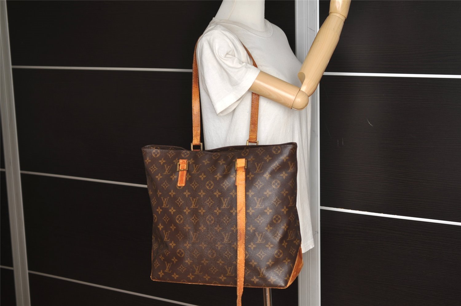 Authentic Louis Vuitton Monogram Cabas Mezzo Shoulder Tote Bag M51151 Junk 4996J