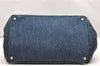 Authentic PRADA Canapa L Canvas Tote Hand Bag Denim Blue 4998K