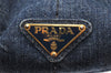 Authentic PRADA Canapa L Canvas Tote Hand Bag Denim Blue 4998K