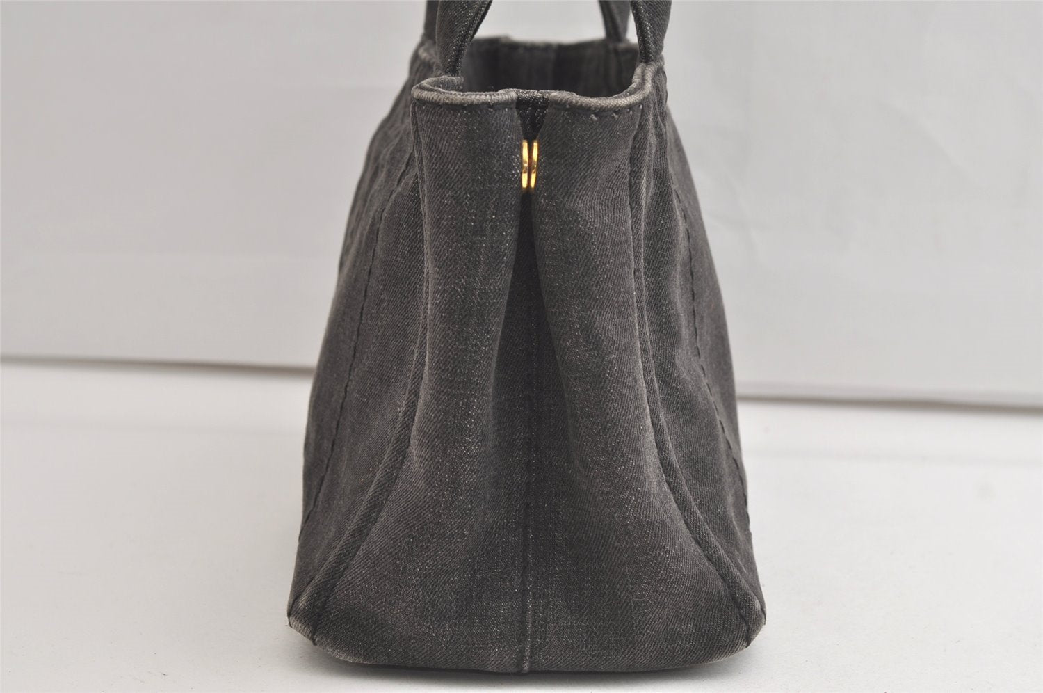 Authentic PRADA Vintage Canapa SS Denim 2Way Shoulder Hand Bag Purse Gray 4999K