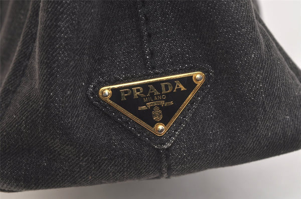 Authentic PRADA Vintage Canapa SS Denim 2Way Shoulder Hand Bag Purse Gray 4999K