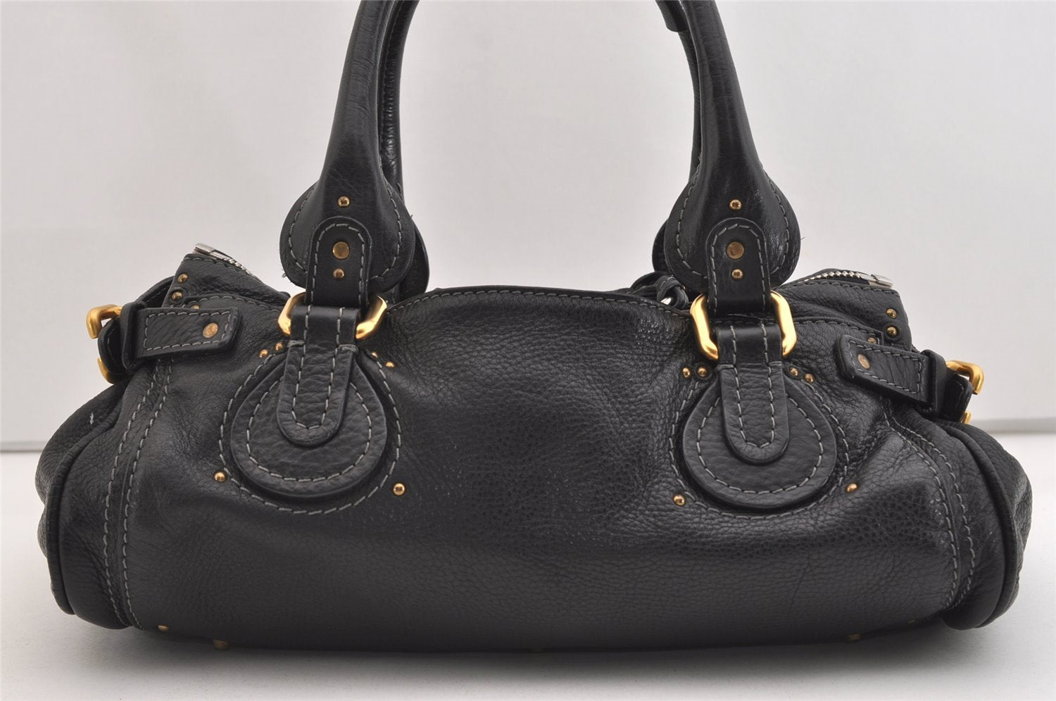 Authentic Chloe Vintage Paddington Leather Shoulder Hand Bag Black 5001J