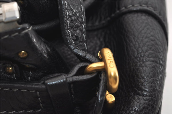 Authentic Chloe Vintage Paddington Leather Shoulder Hand Bag Black 5001J