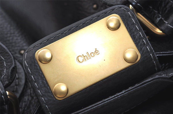 Authentic Chloe Vintage Paddington Leather Shoulder Hand Bag Black 5001J