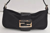 Authentic FENDI Vintage Hand Bag Pouch Purse Jersey Leather Black 5002K