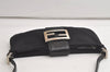 Authentic FENDI Vintage Hand Bag Pouch Purse Jersey Leather Black 5002K