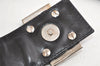 Authentic FENDI Vintage Hand Bag Pouch Purse Jersey Leather Black 5002K