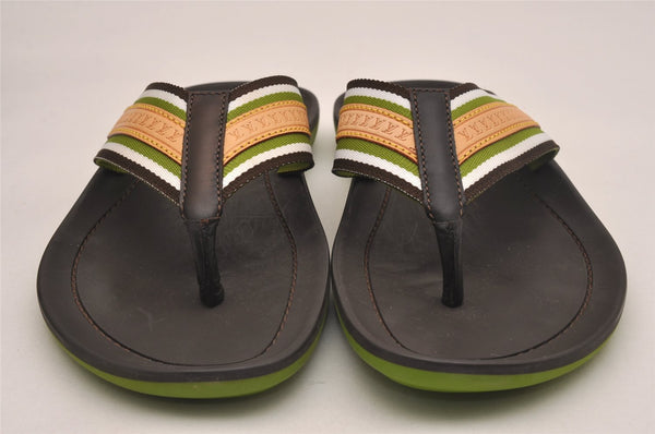 Auth Louis Vuitton Flip Flops Sandals Rubber Leather Size EU 7 Brown Box 5007J