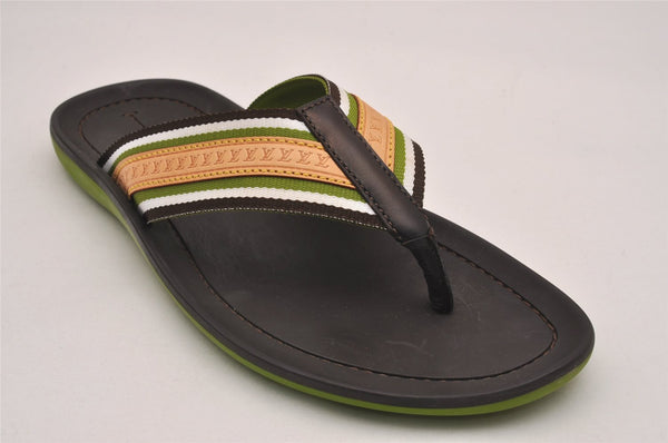 Auth Louis Vuitton Flip Flops Sandals Rubber Leather Size EU 7 Brown Box 5007J