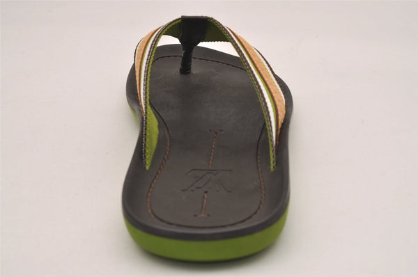 Auth Louis Vuitton Flip Flops Sandals Rubber Leather Size EU 7 Brown Box 5007J