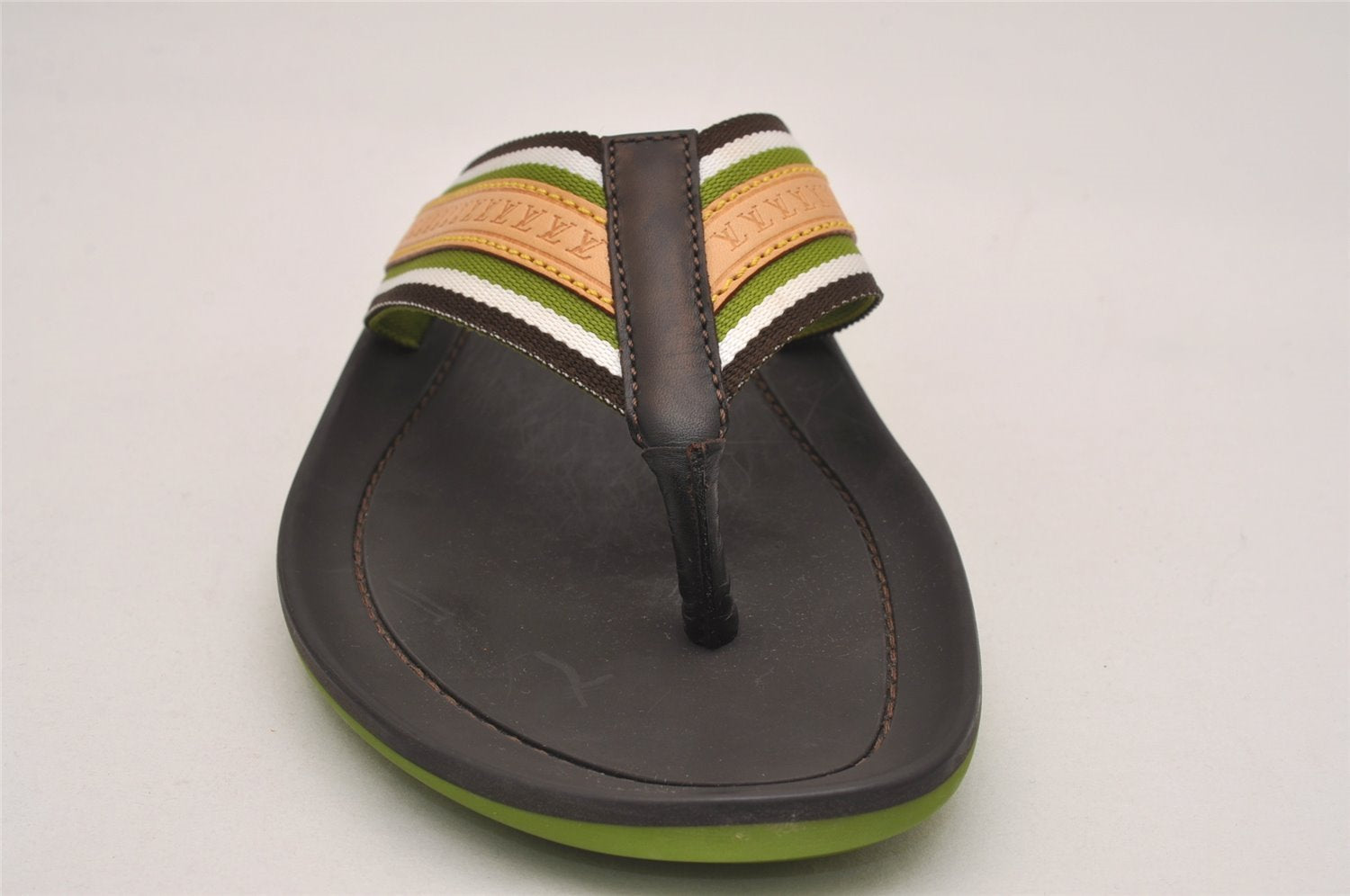 Auth Louis Vuitton Flip Flops Sandals Rubber Leather Size EU 7 Brown Box 5007J