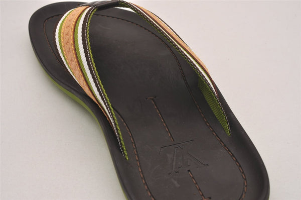 Auth Louis Vuitton Flip Flops Sandals Rubber Leather Size EU 7 Brown Box 5007J