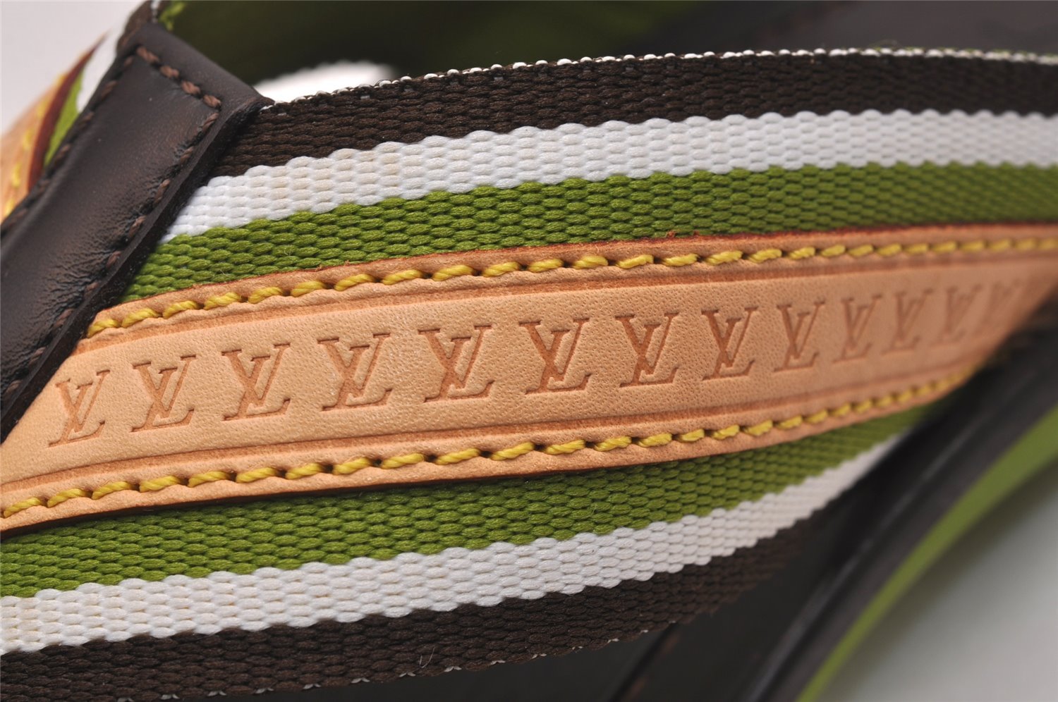 Auth Louis Vuitton Flip Flops Sandals Rubber Leather Size EU 7 Brown Box 5007J
