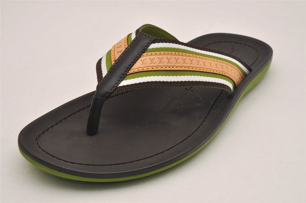 Auth Louis Vuitton Flip Flops Sandals Rubber Leather Size EU 7 Brown Box 5007J