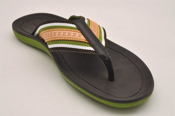 Auth Louis Vuitton Flip Flops Sandals Rubber Leather Size EU 7 Brown Box 5007J
