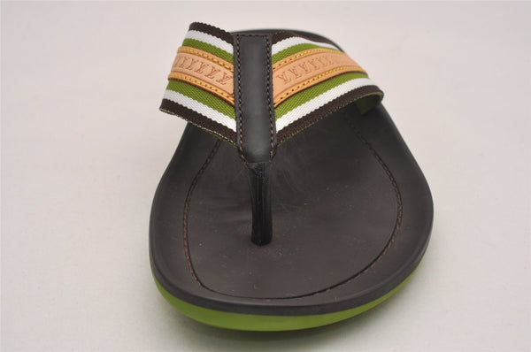 Auth Louis Vuitton Flip Flops Sandals Rubber Leather Size EU 7 Brown Box 5007J