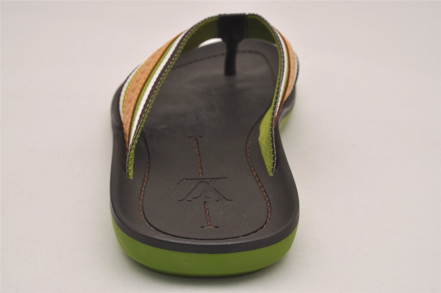Auth Louis Vuitton Flip Flops Sandals Rubber Leather Size EU 7 Brown Box 5007J