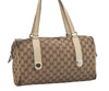 Authentic GUCCI Charmy Hand Boston Bag GG Canvas Leather 154180 Brown 5010J