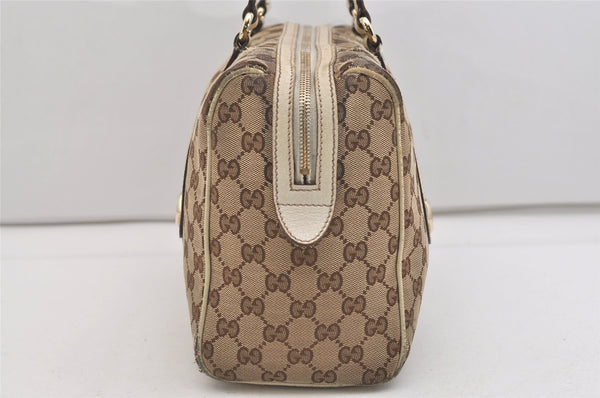 Authentic GUCCI Charmy Hand Boston Bag GG Canvas Leather 154180 Brown 5010J